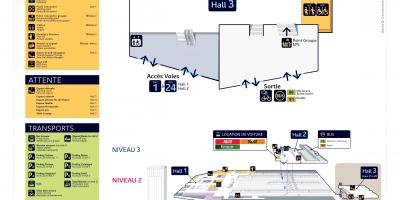 Kaart van het station Gare Montparnasse in Hal 3