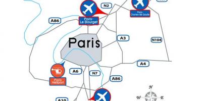 Kaart van Parijs luchthaven