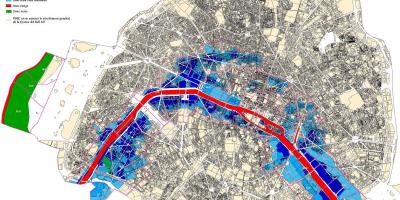 Kaart van Parijs vloed