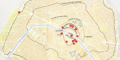 Kaart van de Stad de muren van Parijs