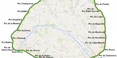 Kaart van de Stad poorten van Parijs