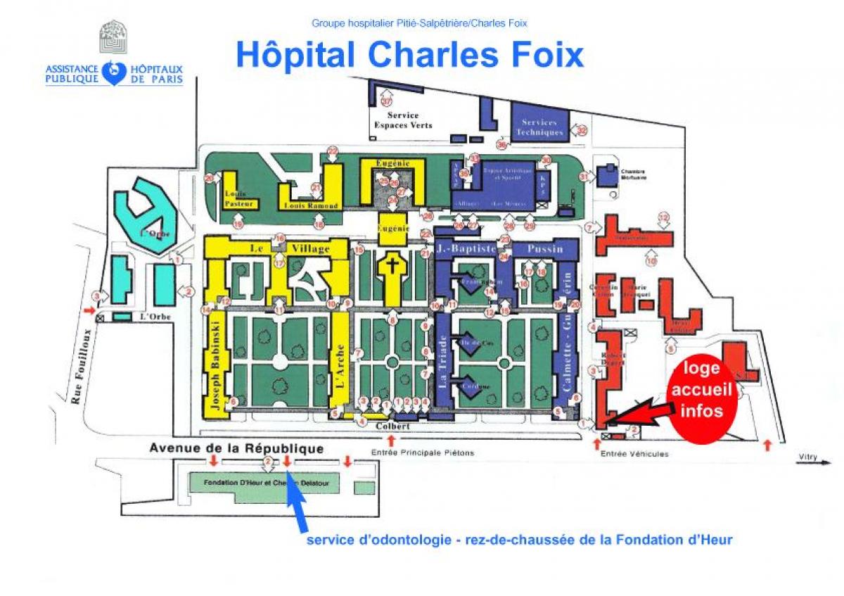 Kaart van Charles-Foix ziekenhuis