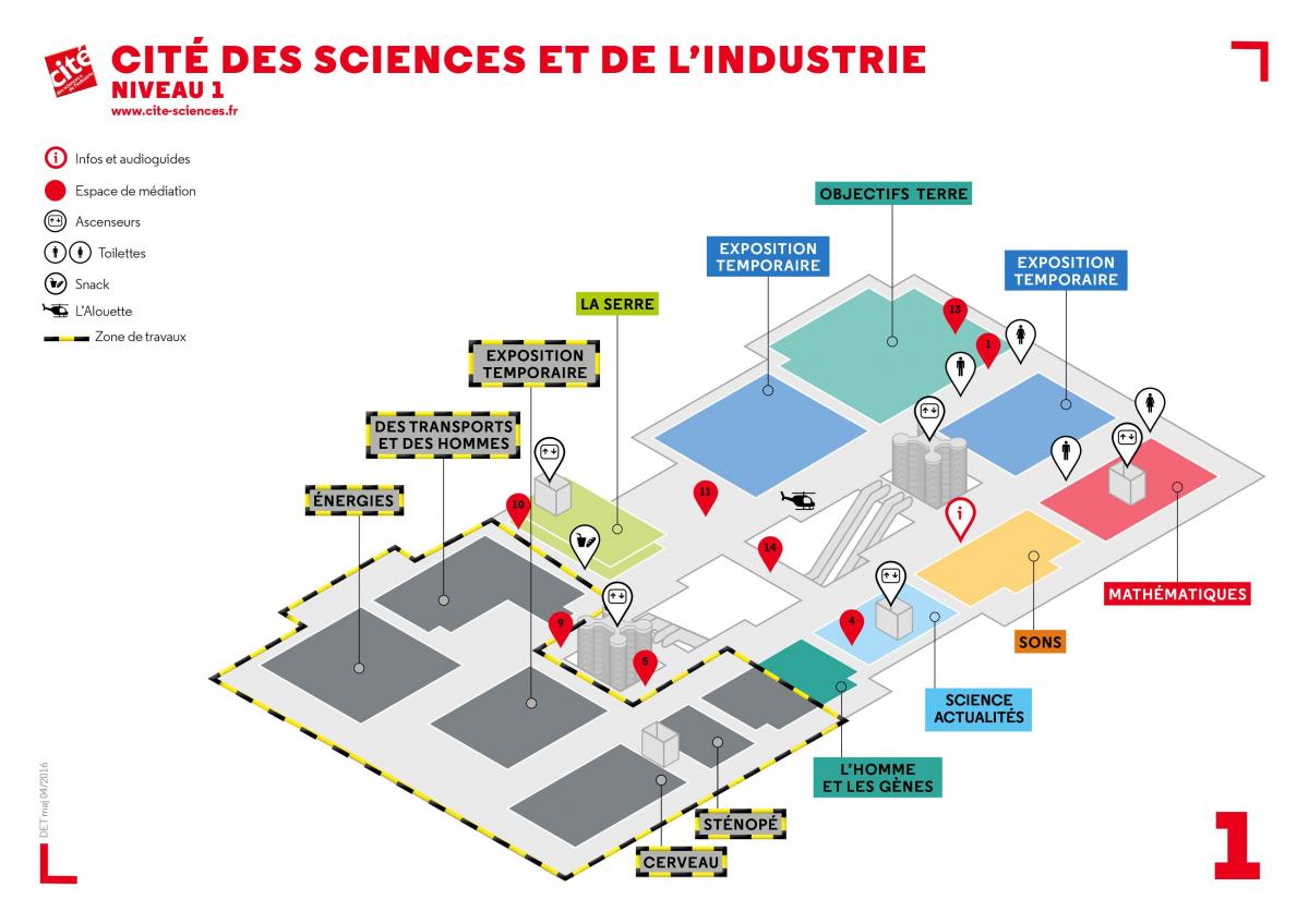 Kaart van Het Cité des Sciences et de l ' Industrie Niveau 1