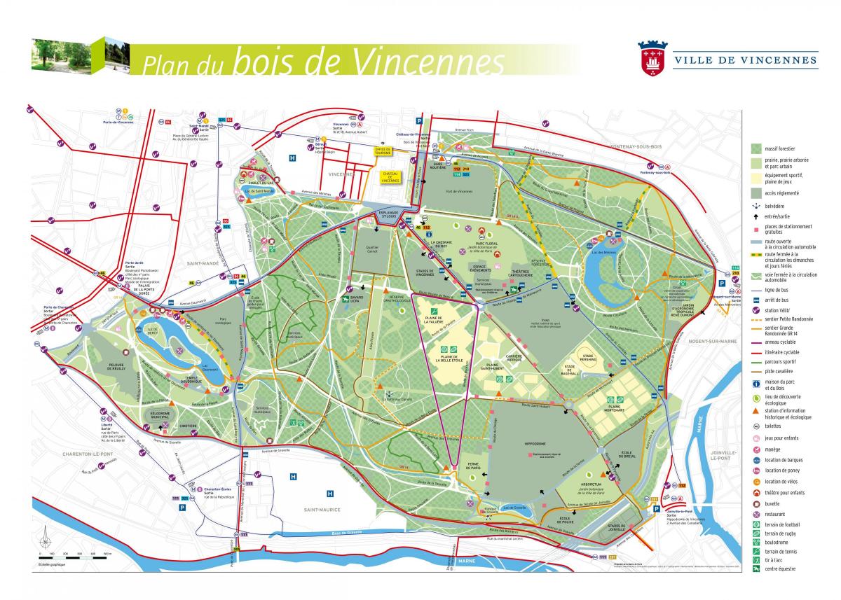 Kaart van het Bois De Vincennes