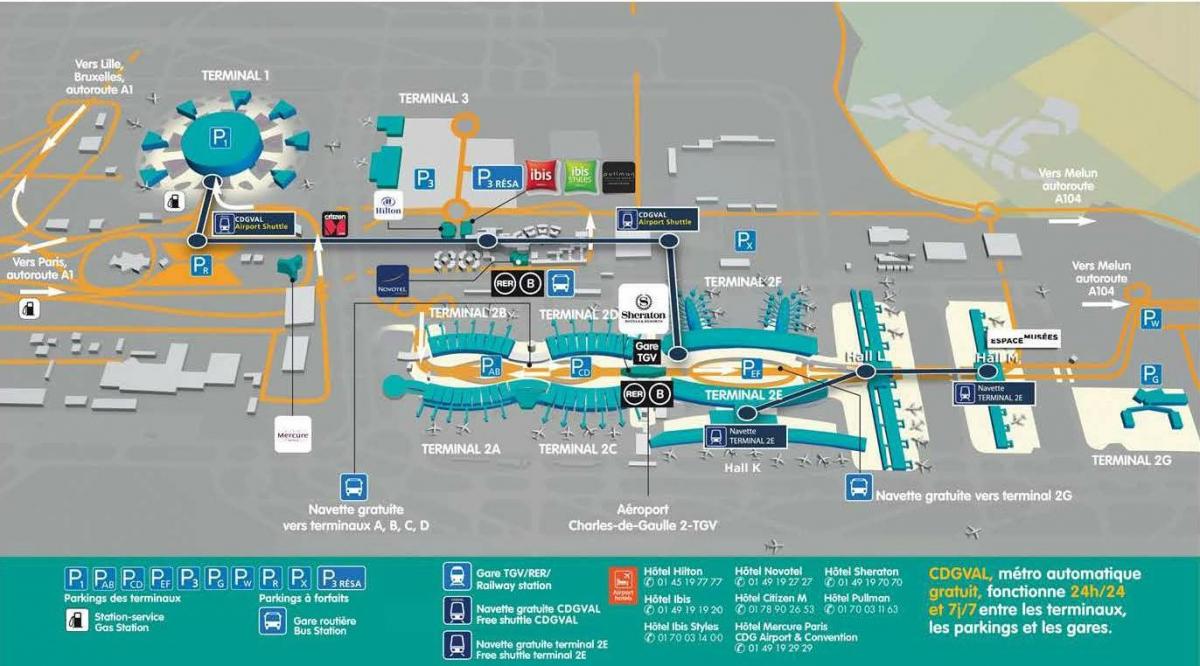 Kaart van CDG airport