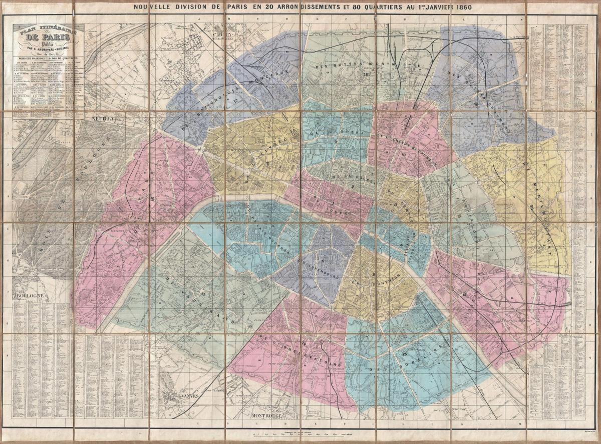 Kaart van Parijs in 1860