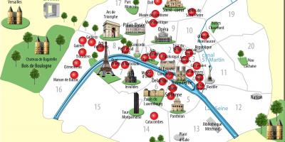 Kaart van parijs monumenten