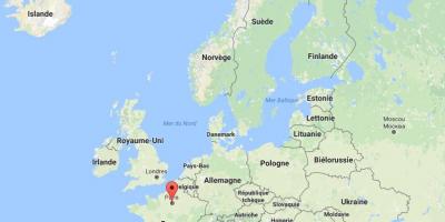 Kaart van parijs op de europese kaart
