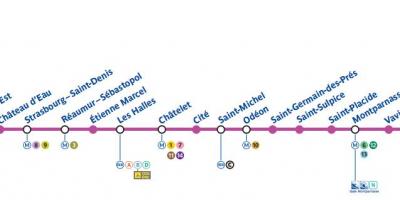 Kaart van Paris metro lijn 4